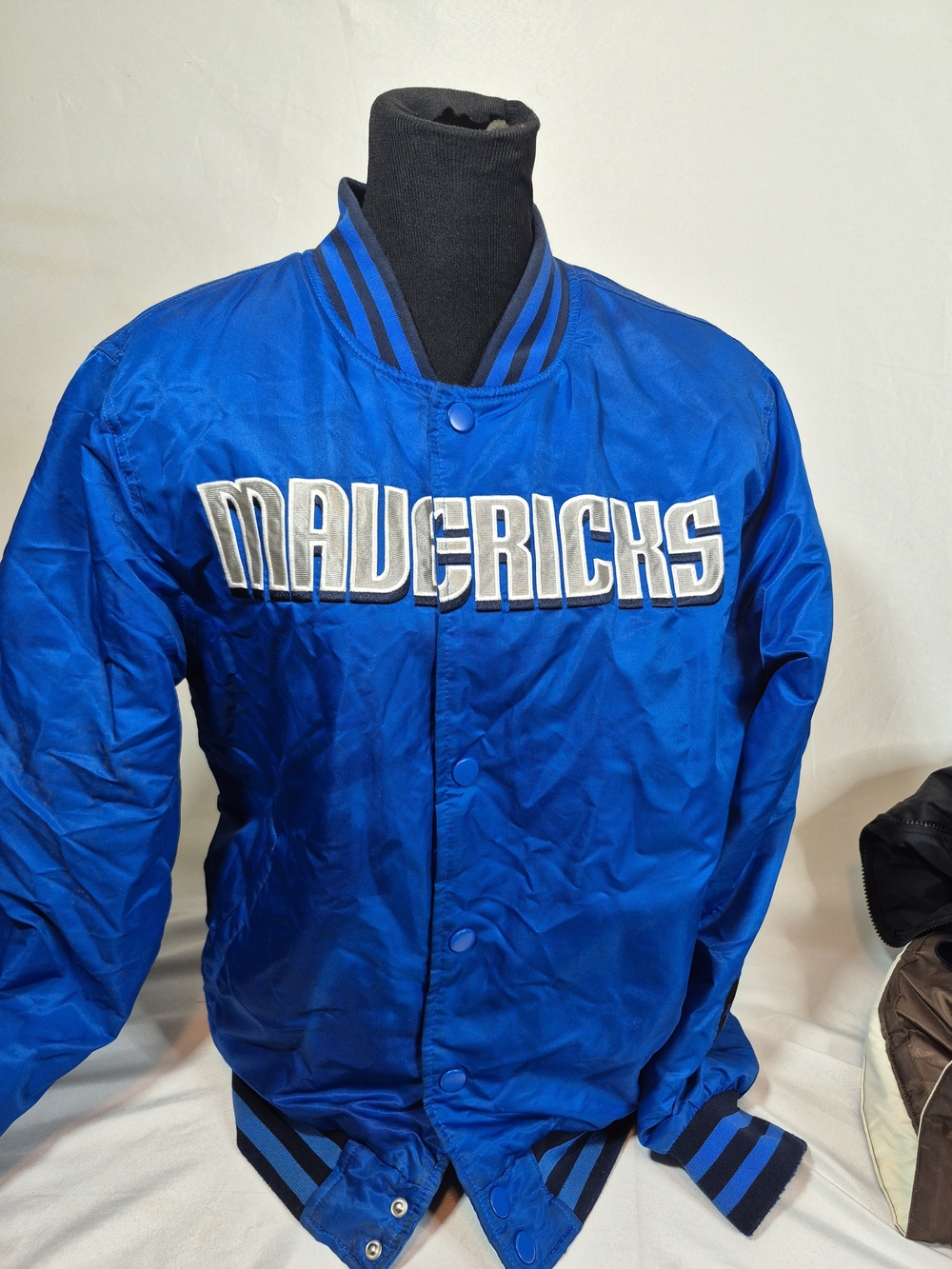 Men's Blue Mavericks Satin Bomber Jacket
